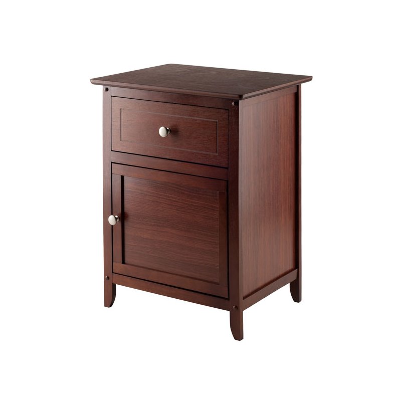 Pemberly Row Transitional Solid Wood Nightstand with Drawer in Walnut