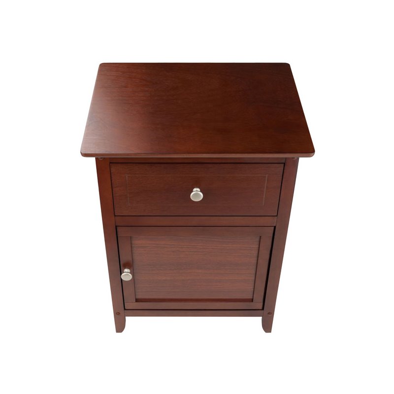 Pemberly Row Transitional Solid Wood Nightstand with Drawer in Walnut