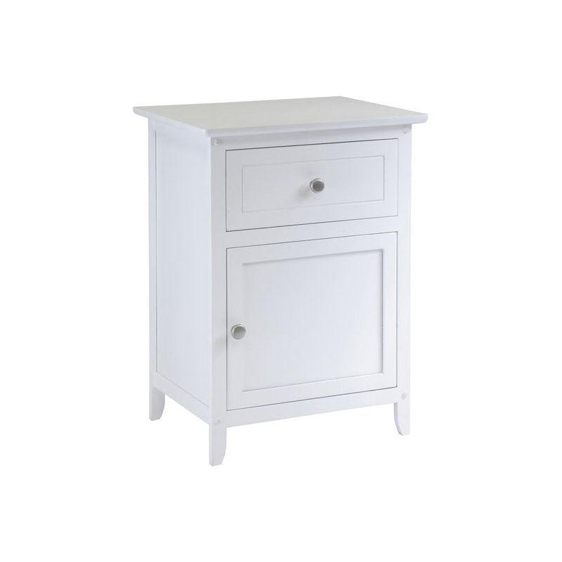 Pemberly Row Solid Wood Nightstand with Drawer and Door in White