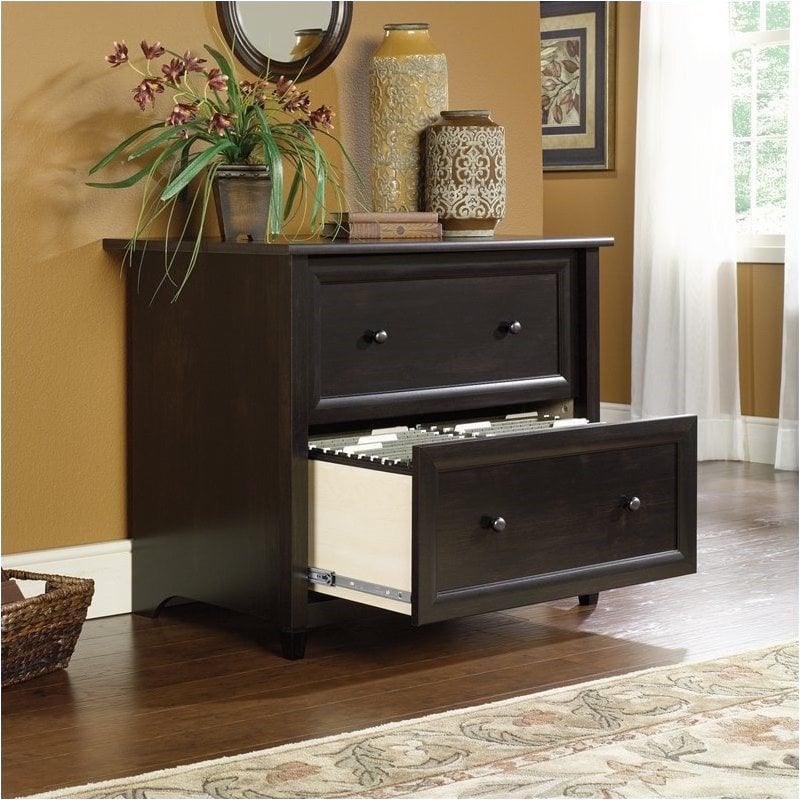 Pemberly Row 2Drawers Lateral Black Engineered Wood Filing Cabinet Easy Assembly