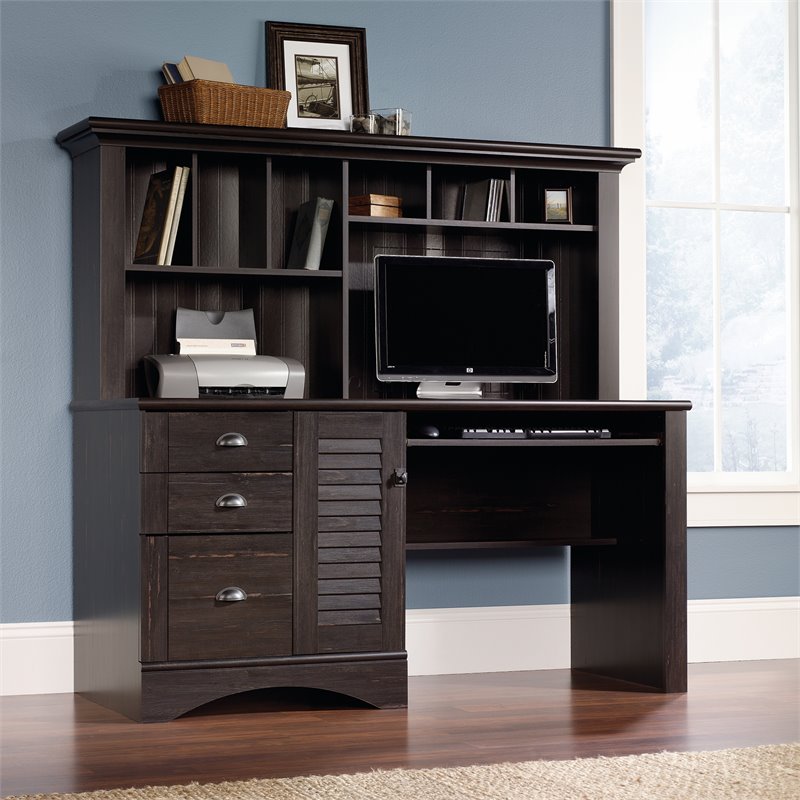 Pemberly Row Computer Desk with Hutch in Antiqued Paint Cymax Business