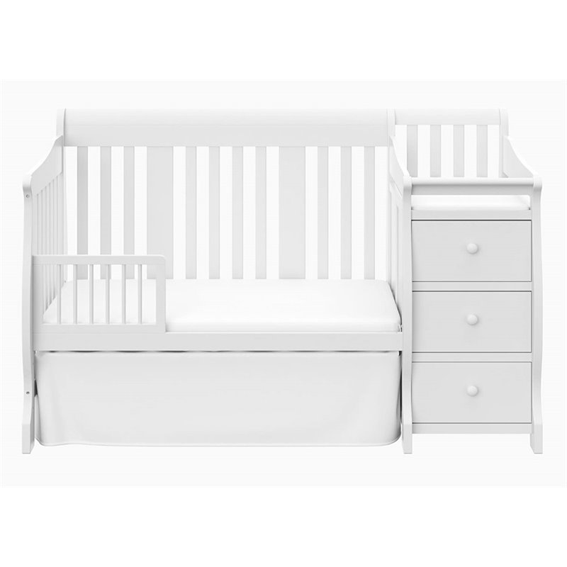 Pemberly Row 4-in-1 Convertible Crib and Changing Table Set in White
