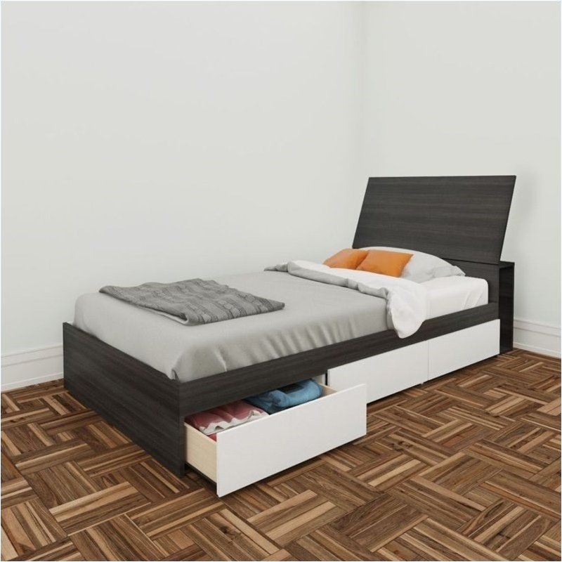 Pemberly Row Twin 3 Drawer Storage Bed in Ebony PR419898
