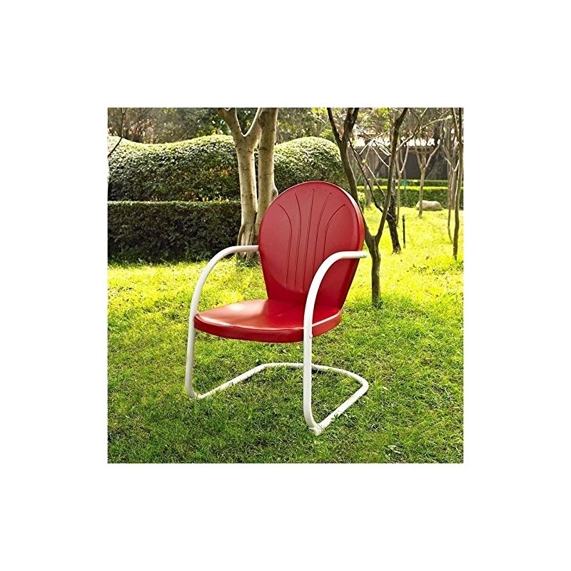 Pemberly Row Outdoor Patio Sturdy Metal Chair in Red