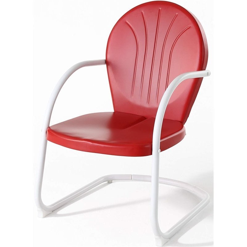 Pemberly Row Outdoor Patio Sturdy Metal Chair in Red