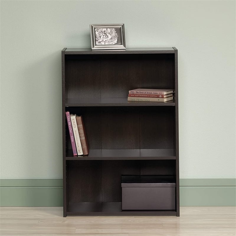 Pemberly Row 3-Shelf Modern Engineered Wood Bookcase in Cinnamon Cherry