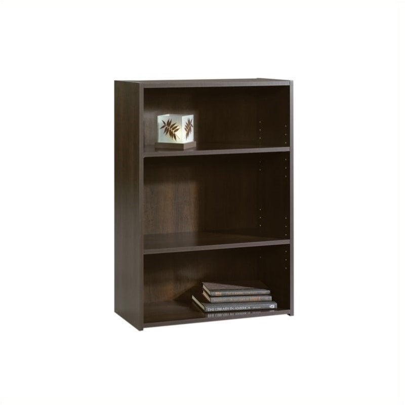 Pemberly Row 3-Shelf Modern Engineered Wood Bookcase in Cinnamon Cherry