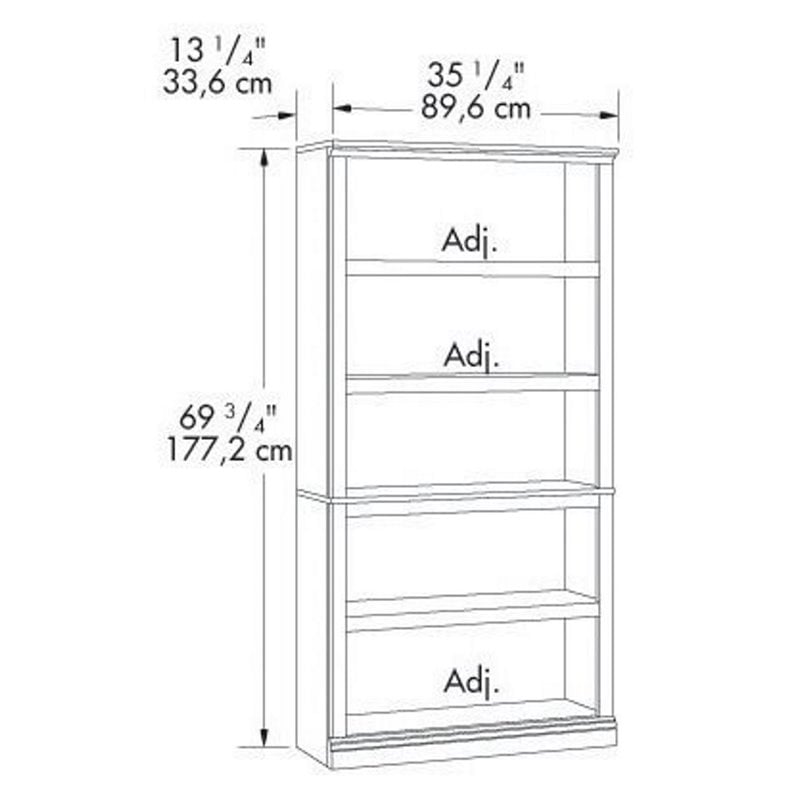 Pemberly Row 5-Shelf Modern Engineered Wood Bookcase in Select Cherry
