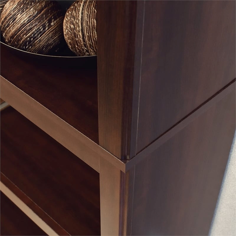 Pemberly Row 5-Shelf Modern Engineered Wood Bookcase in Select Cherry