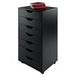 Pemberly Row 7-Drawer Modern Composite Wood Storage Cabinet in Black