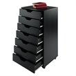 Pemberly Row 7-Drawer Modern Composite Wood Storage Cabinet in Black