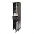 Pemberly Row Adjustable Shelf Modern Solid Wood Tall Linen Cabinet in Black