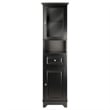 Pemberly Row Adjustable Shelf Modern Solid Wood Tall Linen Cabinet in Black