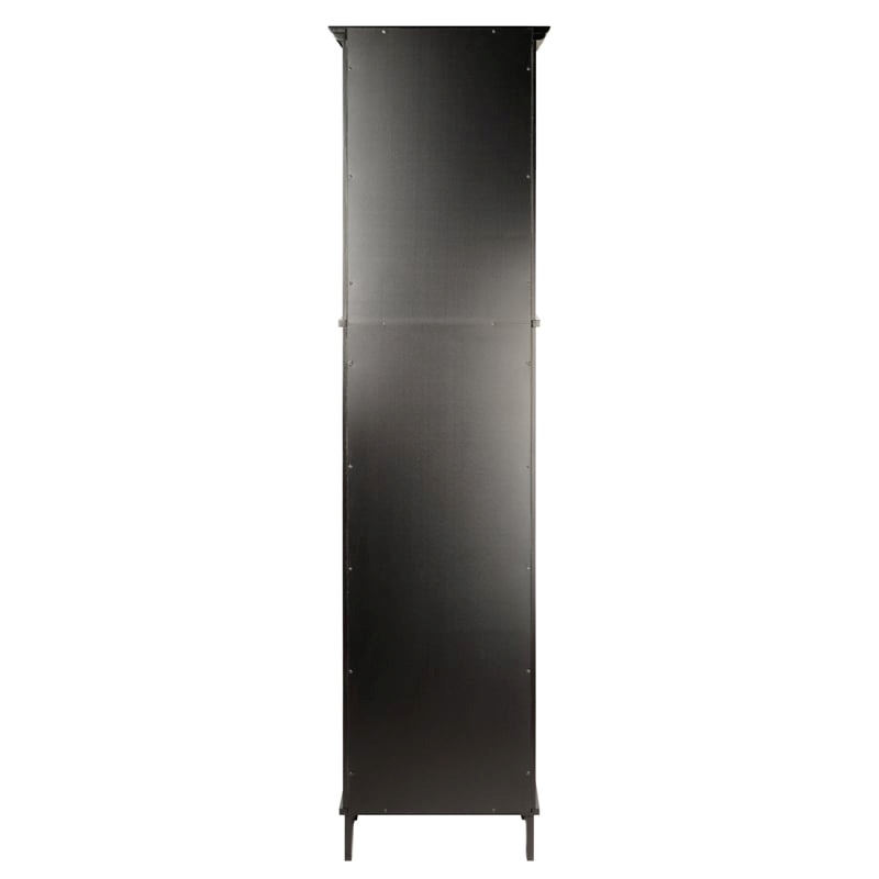 Pemberly Row Adjustable Shelf Modern Solid Wood Tall Linen Cabinet in Black