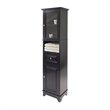 Pemberly Row Adjustable Shelf Modern Solid Wood Tall Linen Cabinet in Black