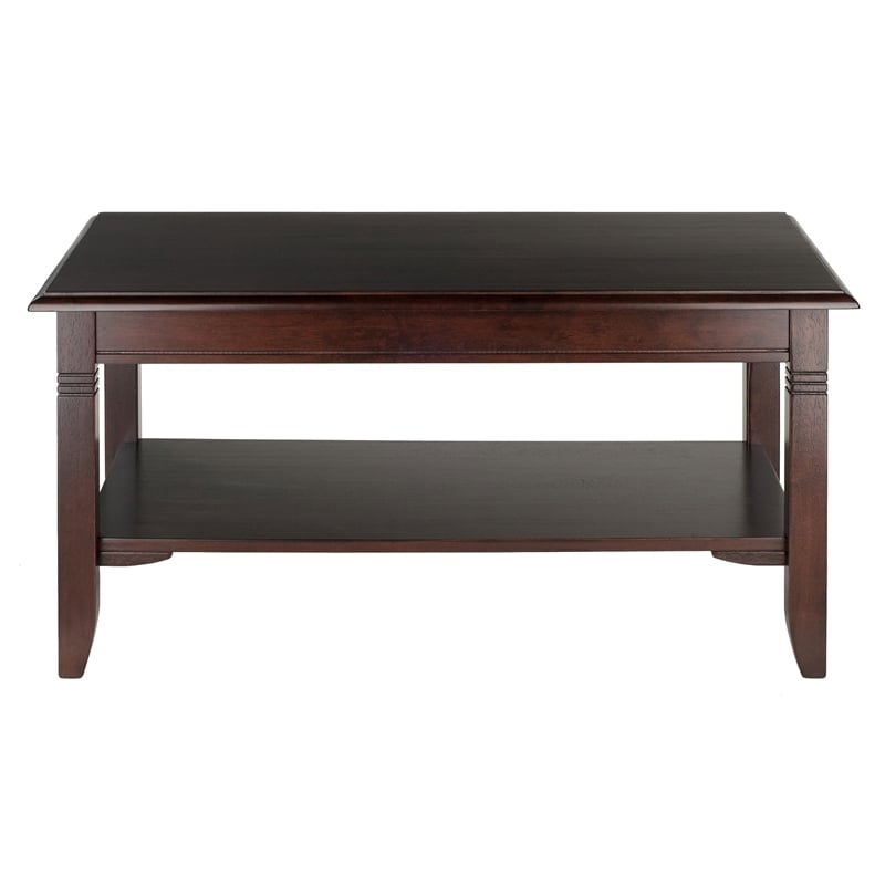 Pemberly Row Transitional Solid Wood Coffee Table in Cappuccino