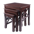 Pemberly Row 3-Piece Transitional Solid Wood Nesting Table in Cappuccino