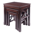 Pemberly Row 3-Piece Transitional Solid Wood Nesting Table in Cappuccino