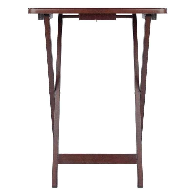 Pemberly Row Rectangle Transitional Solid Wood TV Table in Walnut (Set of 4)