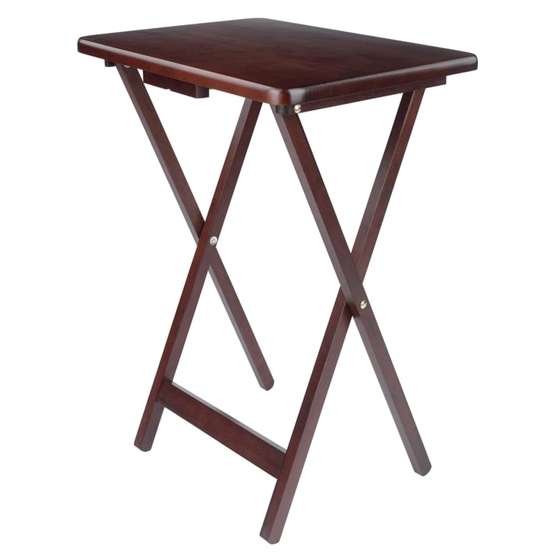 Pemberly Row Rectangle Transitional Solid Wood TV Table in Walnut (Set of 4)