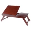 Pemberly Row Solid Wood Lap Desk Flip Top w/ Drawer and Foldable Legs in Walnut