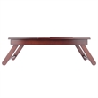 Pemberly Row Solid Wood Lap Desk Flip Top w/ Drawer and Foldable Legs in Walnut