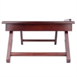 Pemberly Row Solid Wood Lap Desk Flip Top w/ Drawer and Foldable Legs in Walnut