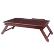 Pemberly Row Solid Wood Lap Desk Flip Top w/ Drawer and Foldable Legs in Walnut