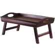 Pemberly Row Transitional Solid Wood Bed Tray with Foldable Legs in Walnut