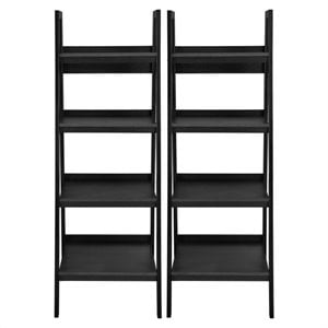Pemberly Row 4 Shelf Ladder Bookcase in Black (Set of 2)