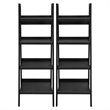 Pemberly Row 4 Shelf Ladder Bookcase in Black (Set of 2)