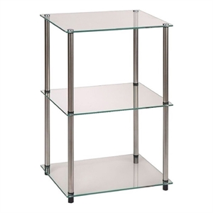 Pemberly Row 3 Shelves Transitional Glass Lamp Table in Clear