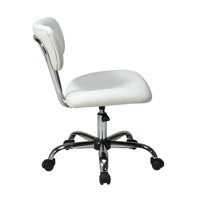 Pemberly Row Modern Vinyl Seat Height Adjustment Task Office Chair in White