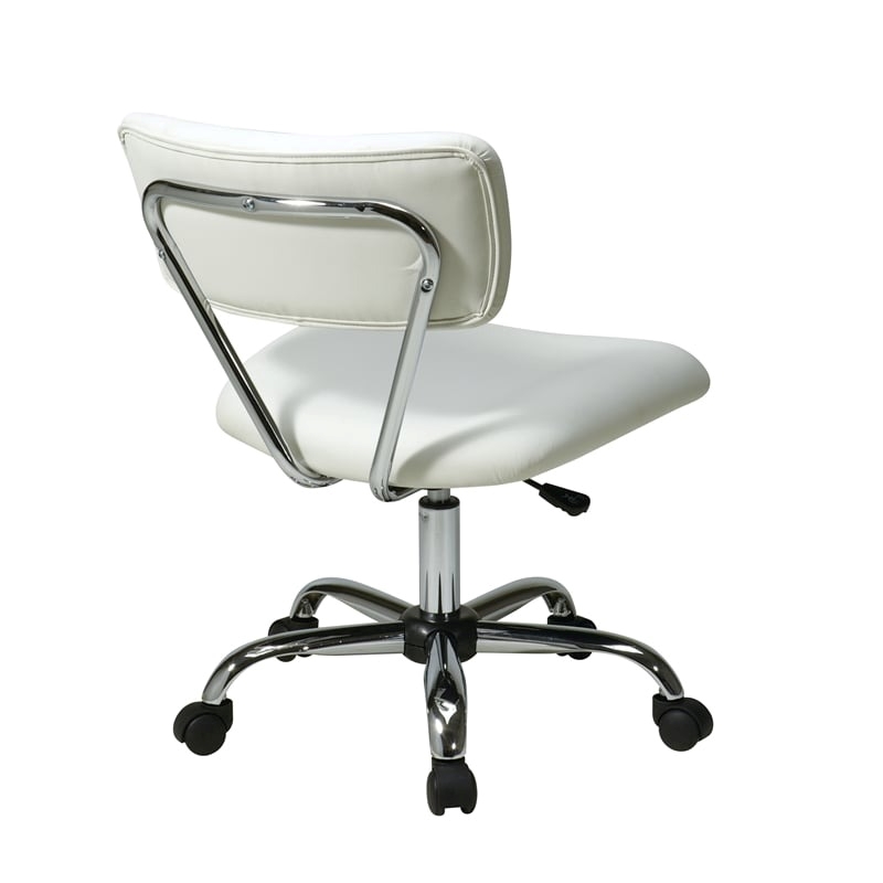 Pemberly Row Modern Vinyl Seat Height Adjustment Task Office Chair in White