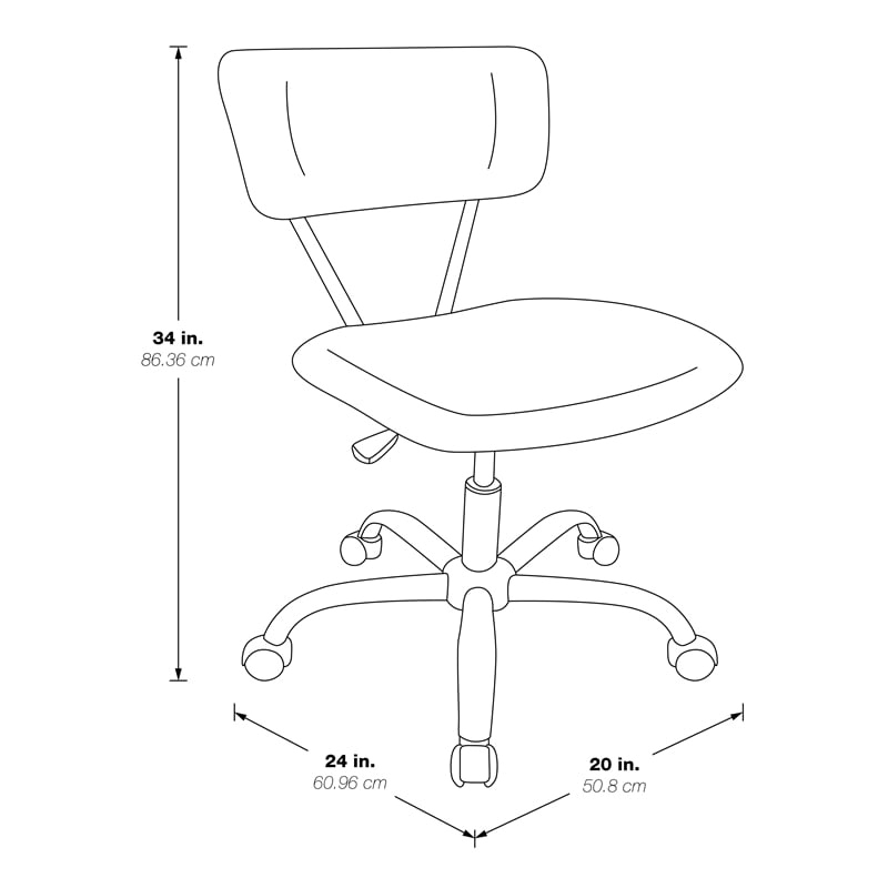 Pemberly Row Modern Vinyl Seat Height Adjustment Task Office Chair in White