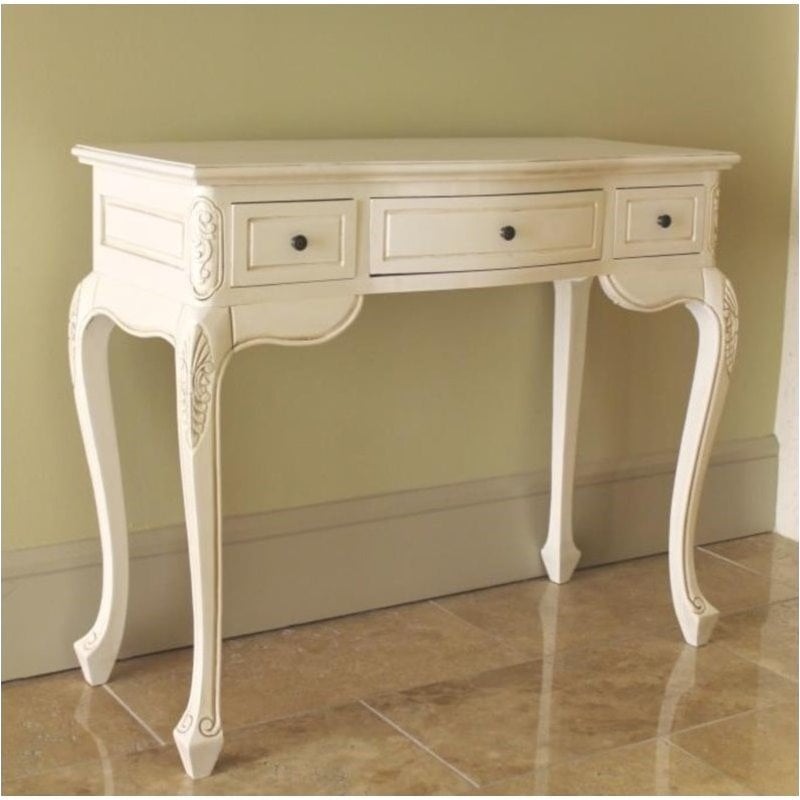 Pemberly Row Antique White Hand Carved Vanity Desk PR 426833   1462496 L 