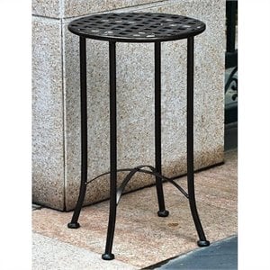 Pemberly Row 15&quot Wrought Iron Table in Antique Black