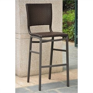 Pemberly Row Resin Wicker Aluminum Bar-height Patio Bar Stool (Set of 2)