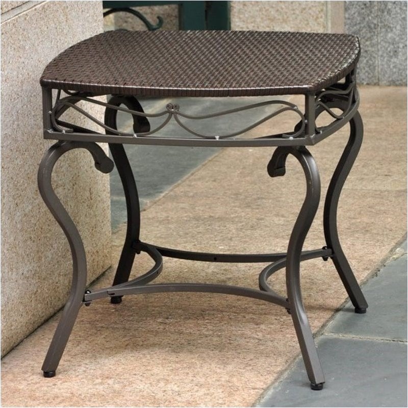 Pemberly Row Metal Patio Side Table in Chocolate/Matte Brown