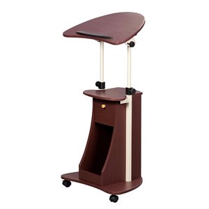 pemberly row deluxe height adjustable laptop cart in chocolate
