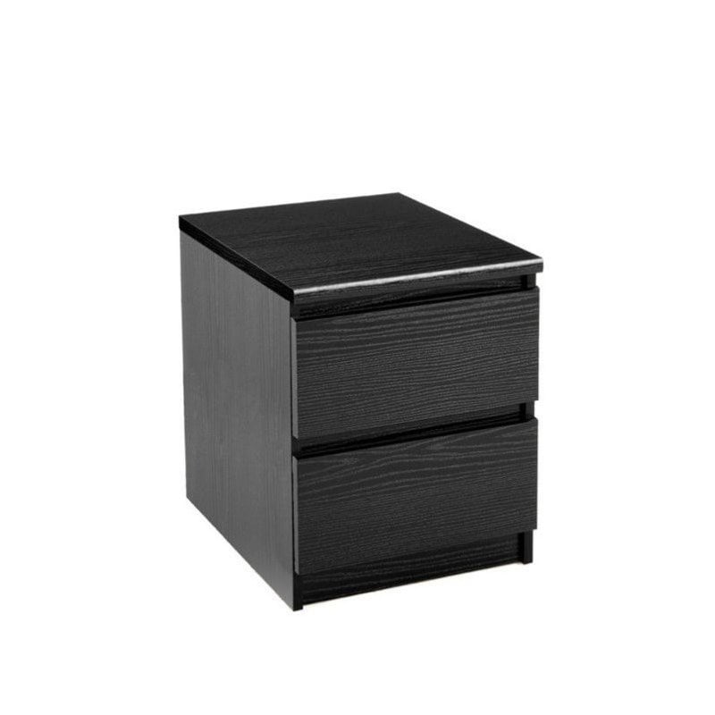 Pemberly Row 2 Drawer Wood Nightstand in Black Woodgrain