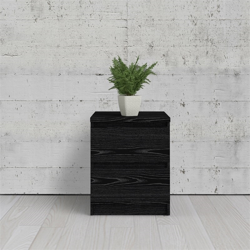 Pemberly Row 2 Drawer Wood Nightstand in Black Woodgrain