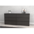 Pemberly Row Contemporary Wood 6-Drawer Double Dresser in Black
