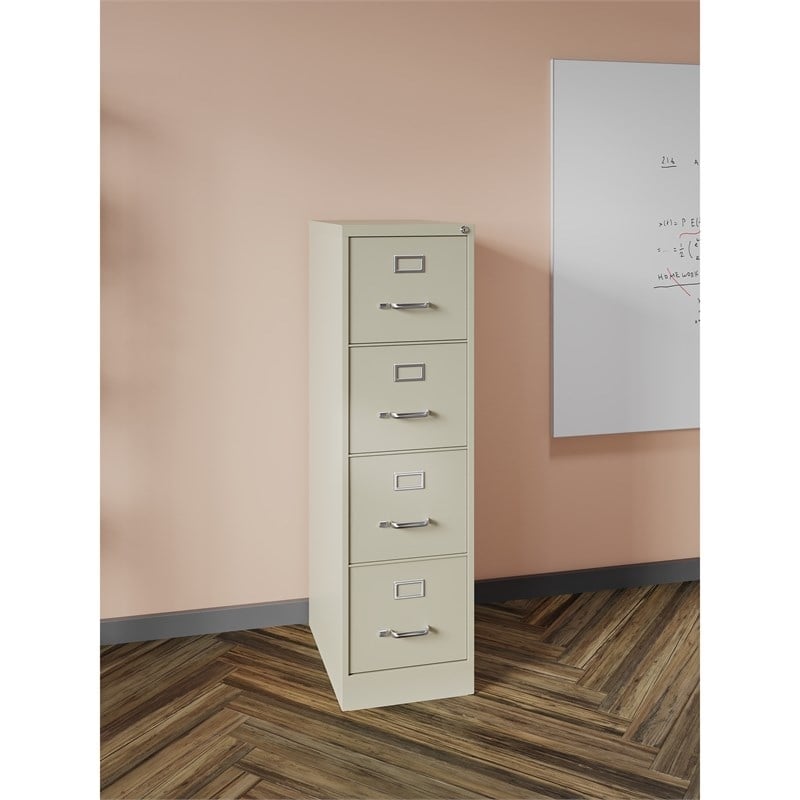 Pemberley Row Metal Beige Filing Cabinet Vertical 4-Drawer 52
