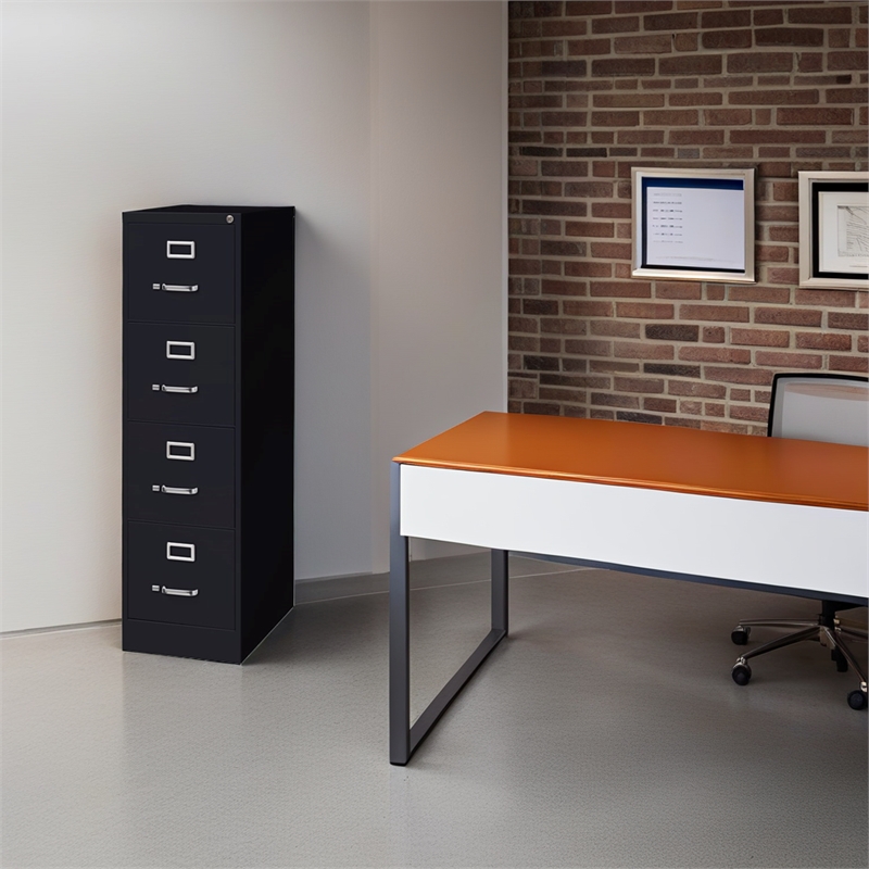 Pemberley Row Metal Black Filing Cabinet Vertical Lockable 52