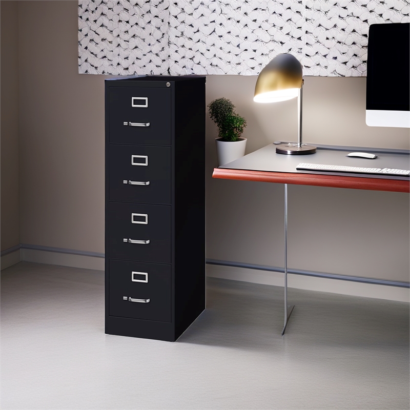 Pemberley Row Metal Black Filing Cabinet Vertical Lockable 52