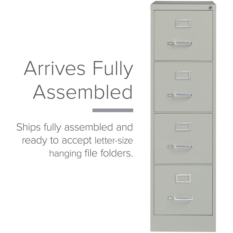 Pemberly Row Metal Gray Filing Cabinet Vertical 4-Drawers 52