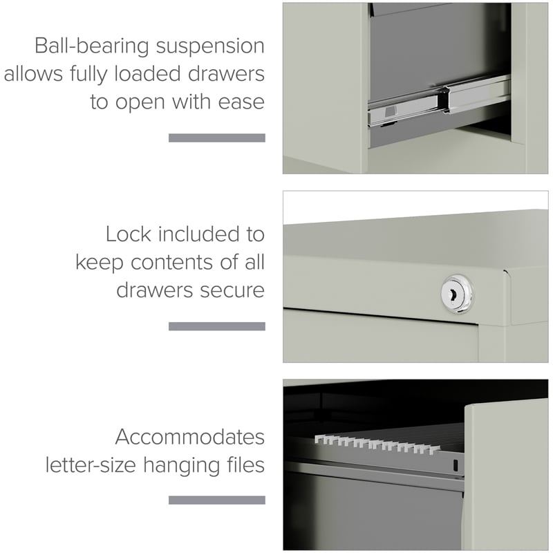 Pemberly Row Metal Gray Filing Cabinet Vertical 4-Drawers 52
