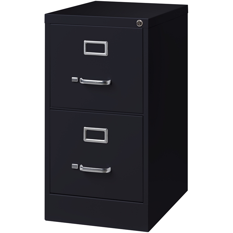 Pemberly Row Modern 2-Drawers Vertical Black Metal Filing Cabinet Pre-assembled