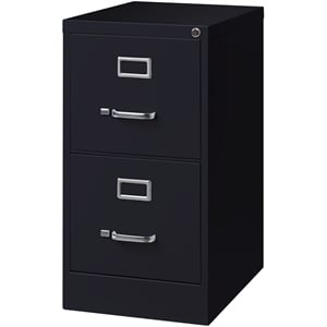 Pemberly Row Modern 2-Drawers Vertical Black Metal Filing Cabinet Pre-assembled